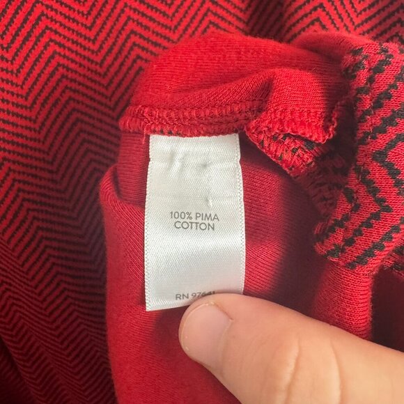 J. Jill Red Chevron Long Sleeve Pima Crew Neck Tee large N22 - Picture 3 of 4